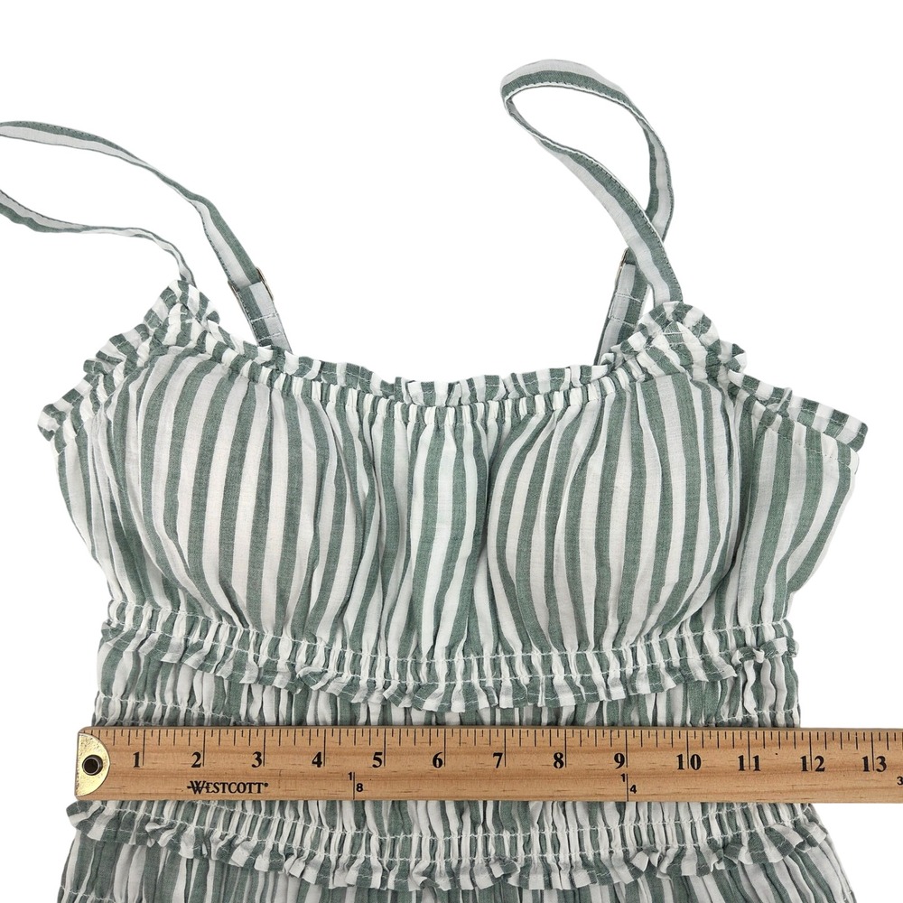 Abercrombie & Fitch Maxi Dress SP Green Striped Smocked Bra-Free Cottagecore - Picture 6 of 11